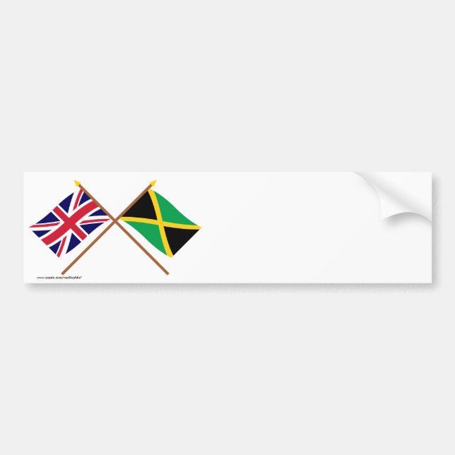 UK and Jamaica Crossed Flags Bumper Sticker (Front)