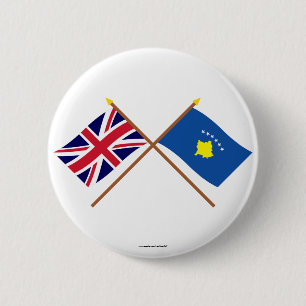 UK and Kosovo Crossed Flags 6 Cm Round Badge