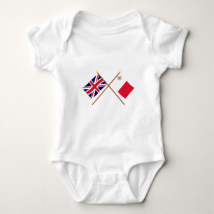 UK and Malta Crossed Flags Baby Bodysuit