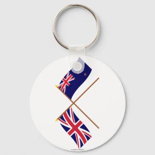 UK and New Zealand Crossed Flags Key Ring