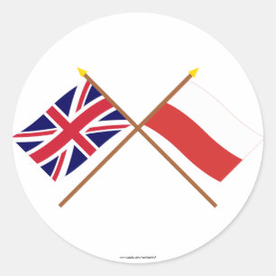 UK and Poland Crossed Flags Classic Round Sticker