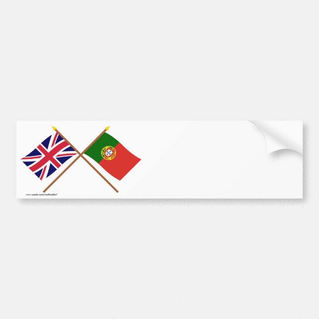 UK and Portugal Crossed Flags Bumper Sticker (Front)
