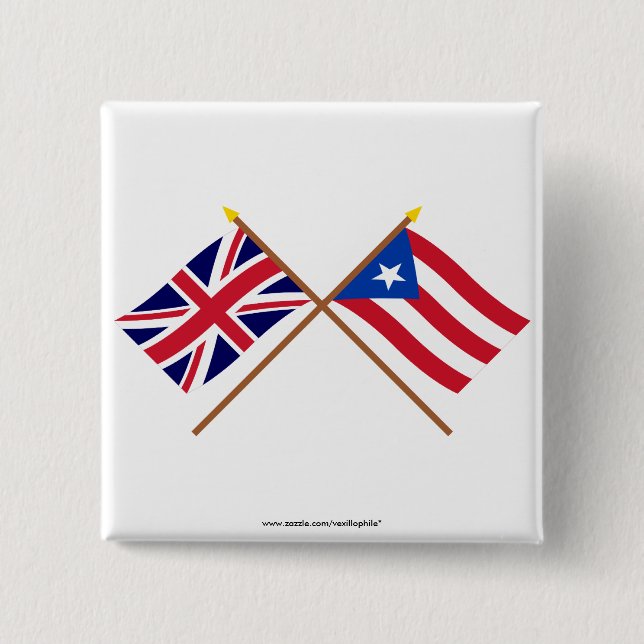 UK and Puerto Rico Crossed Flags 15 Cm Square Badge (Front)