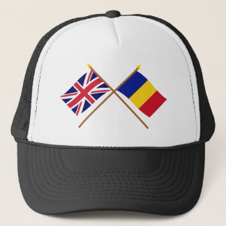 UK and Romania Crossed Flags Trucker Hat