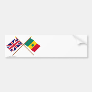 UK and Senegal Crossed Flags Bumper Sticker