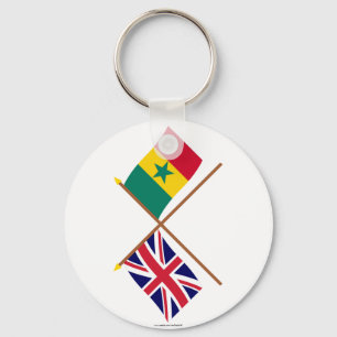 UK and Senegal Crossed Flags Key Ring