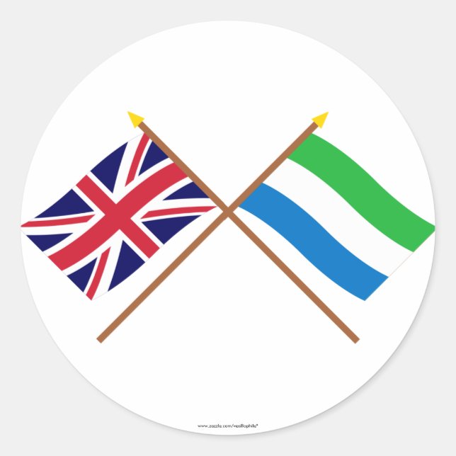 UK and Sierra Leone Crossed Flags Classic Round Sticker (Front)