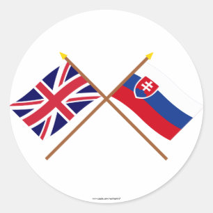 UK and Slovakia Crossed Flags Classic Round Sticker