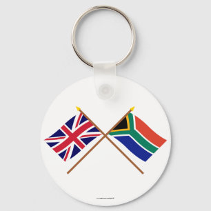 UK and South Africa Crossed Flags Key Ring