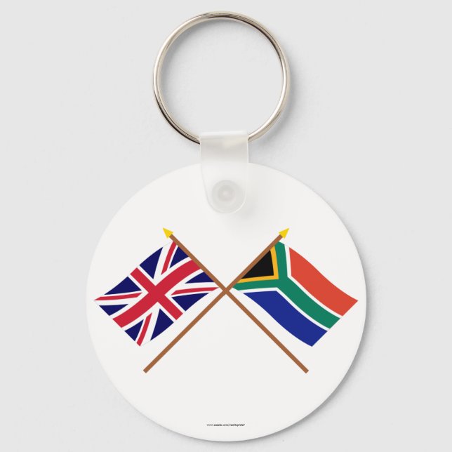 UK and South Africa Crossed Flags Key Ring (Front)