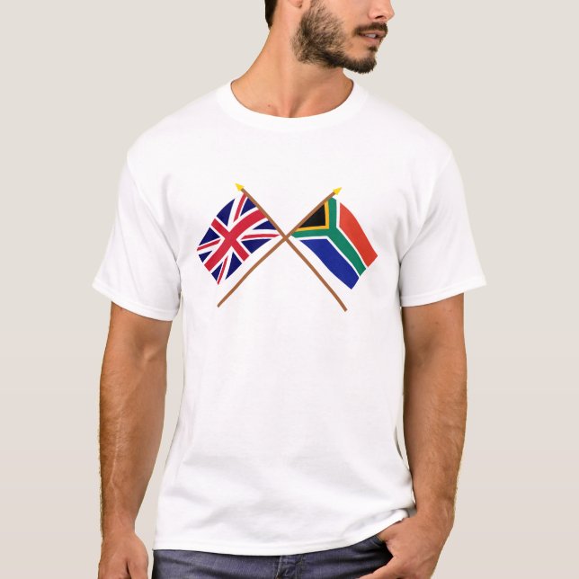 UK and South Africa Crossed Flags T-Shirt (Front)