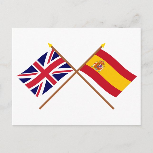 UK and Spain Crossed Flags Postcard (Front)