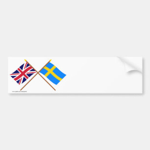 UK and Sweden Crossed Flags Bumper Sticker