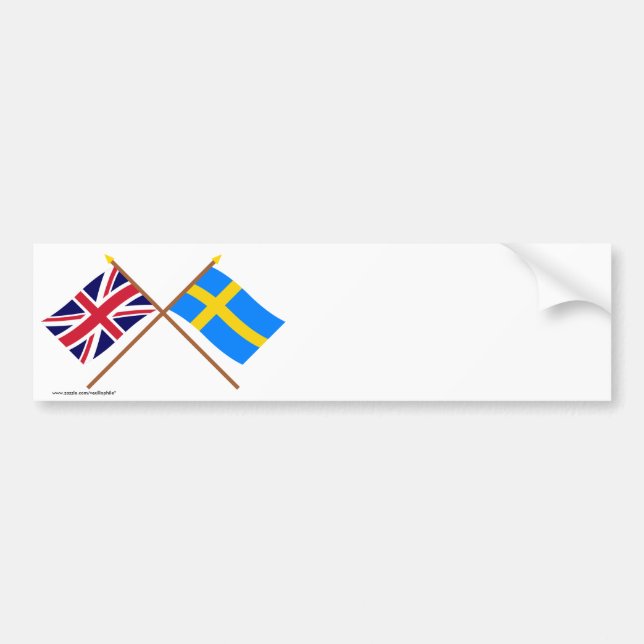 UK and Sweden Crossed Flags Bumper Sticker (Front)