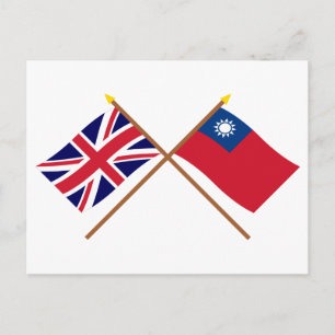 UK and Taiwan Crossed Flags Postcard