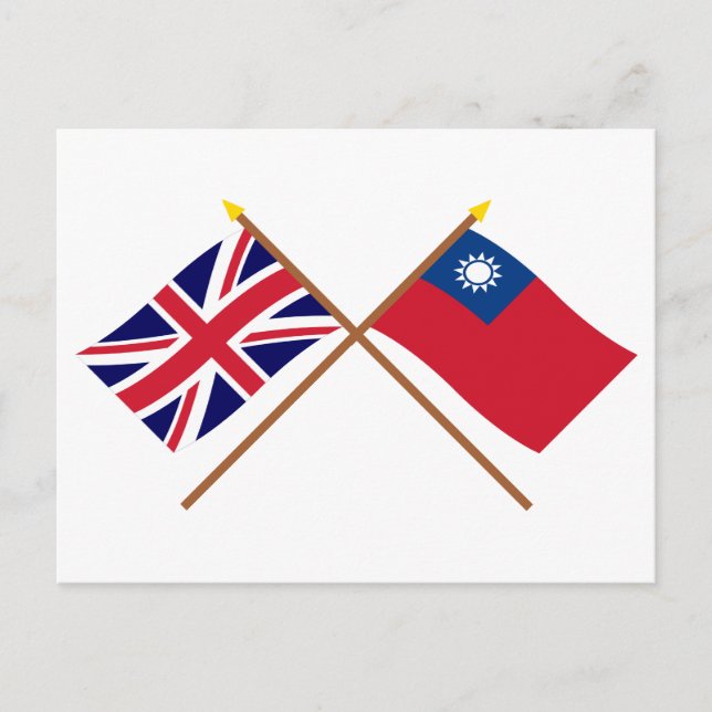 UK and Taiwan Crossed Flags Postcard (Front)