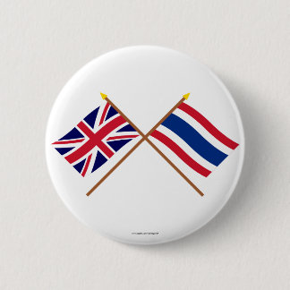 UK and Thailand Crossed Flags 6 Cm Round Badge