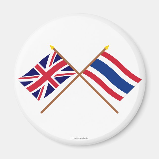 UK and Thailand Crossed Flags Magnet (Front)