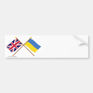 UK and Ukraine Crossed Flags Bumper Sticker