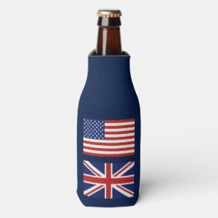 UK and US Flags. Bottle Cooler