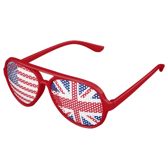 UK And USA Duo Flag Aviator Sunglasses (Angled)