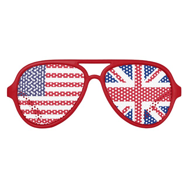 UK And USA Duo Flag Aviator Sunglasses (Front)