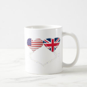 UK and USA Hearts Flag and Ticker tape Coffee Mug
