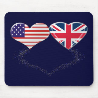 UK and USA Hearts Flag and Ticker tape Mouse Mat