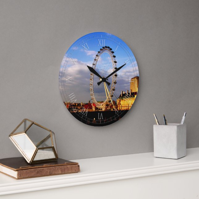 UK Beautiful LONDON EYE Scenery Large Clock (Office)