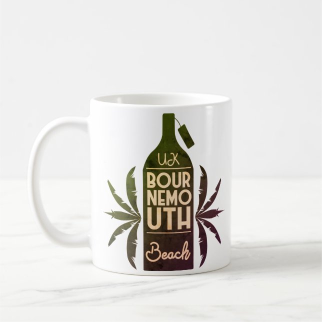 UK Bournemouth Beach Green Bottle  Coffee Mug (Left)