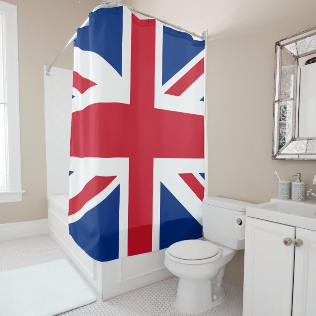 UK Britain Royal Union Jack Flag Shower Curtain (In Situ)