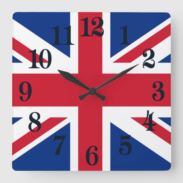 UK Britain Royal Union Jack Flag Square Wall Clock (Front)