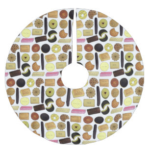 UK British Biscuits Shortbread Rich Tea Digestives Brushed Polyester Tree Skirt