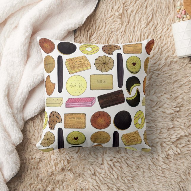 UK British Biscuits Shortbread Rich Tea Digestives Cushion (Blanket)