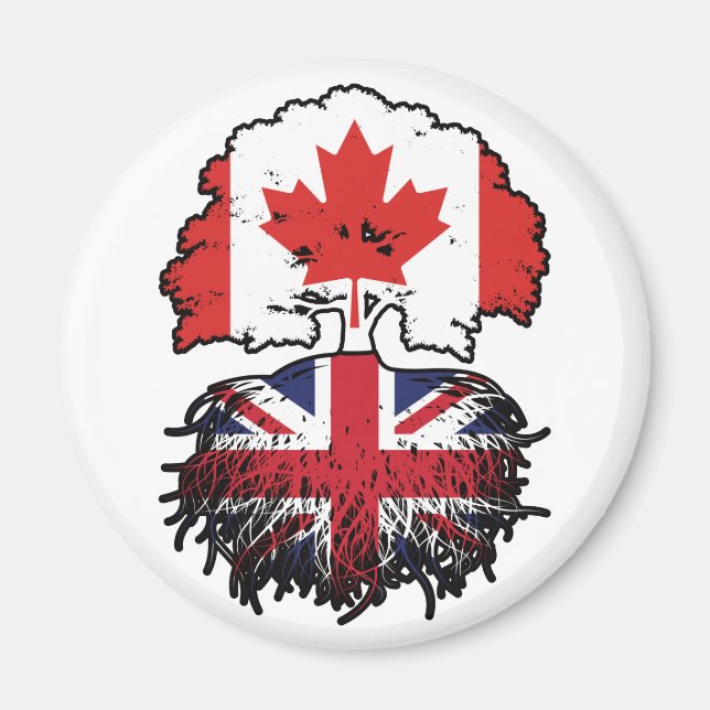 UK British Canadian Canada Tree Roots Flag Magnet (Front)