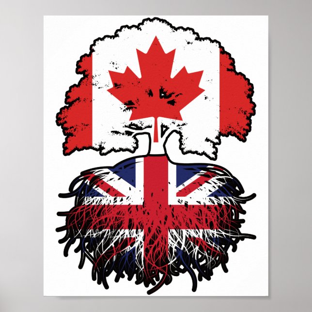 UK British Canadian Canada Tree Roots Flag Poster (Front)