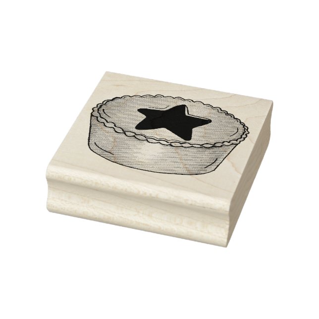 UK British Christmas Fruit Mince Pie Festive Food Rubber Stamp (Stamp)