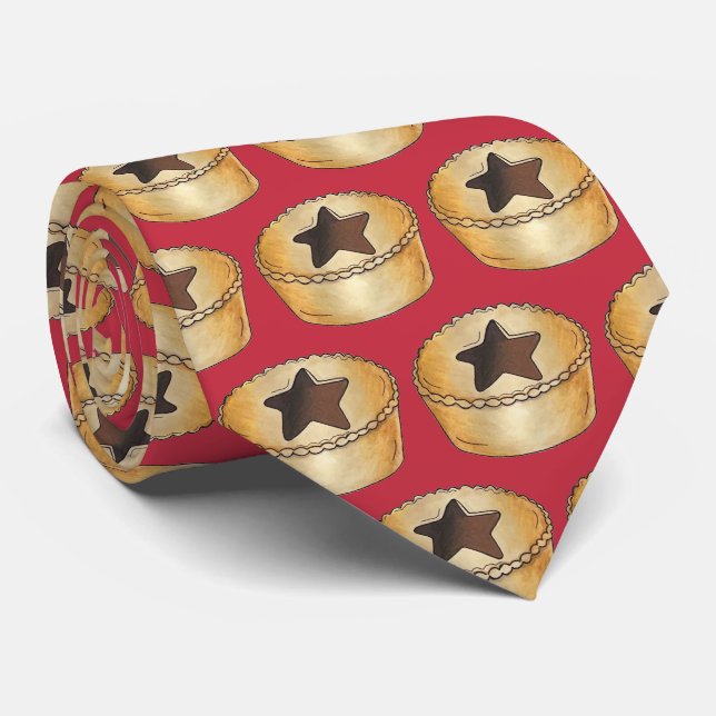UK British Christmas Fruit Mince Pie Festive Food Tie (Rolled)