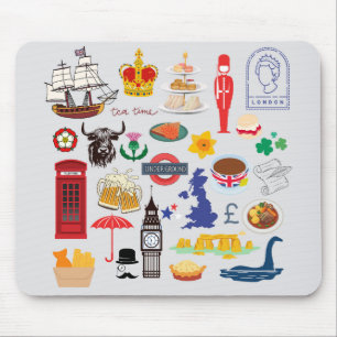 UK British Symbols Mouse Mat