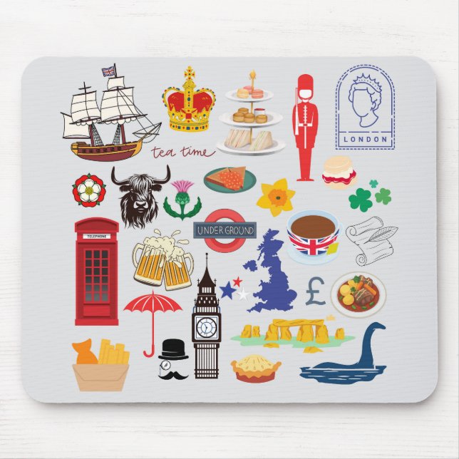 UK British Symbols Mouse Mat (Front)