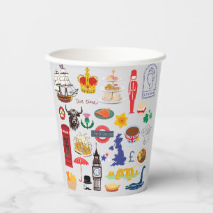 UK British Symbols Paper Cups