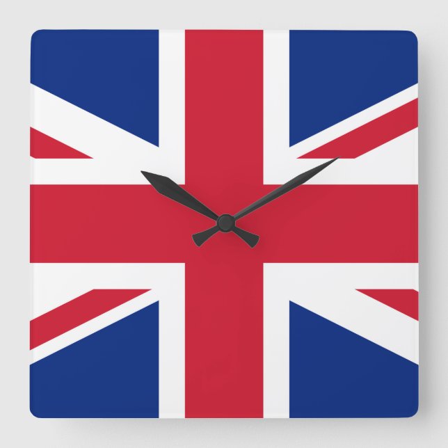 UK British Union Jack Flag Square Wall Clock (Front)