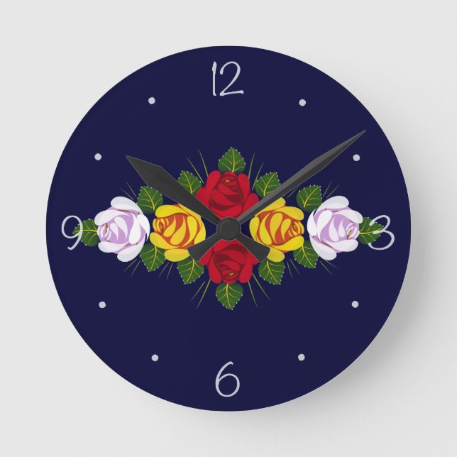 UK Canal roses Round Clock (Front)