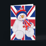 UK Christmas Snowman Holiday Card<br><div class="desc">UK themed cute snowman in a Union Jack flag Christmas hat and scarf,  Christmas greetings card  by Ricaso</div>