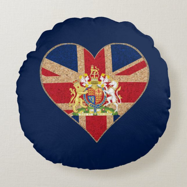 UK COA Heart Round Cushion (Front)