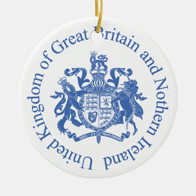 UK coat of arms Ceramic Tree Decoration (Front)