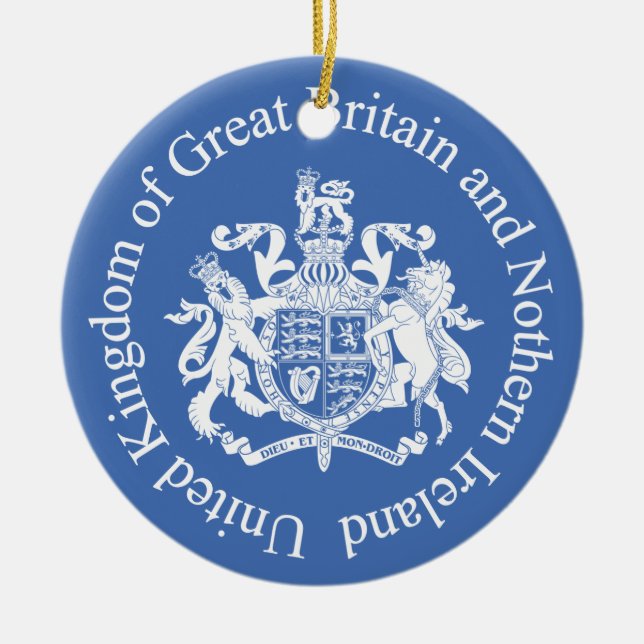 UK coat of arms Ceramic Tree Decoration (Front)