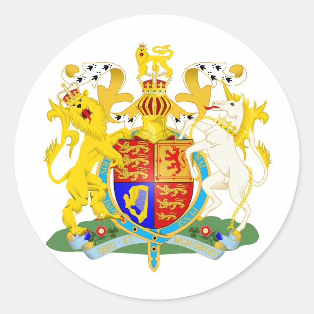UK Coat of Arms Classic Round Sticker (Front)