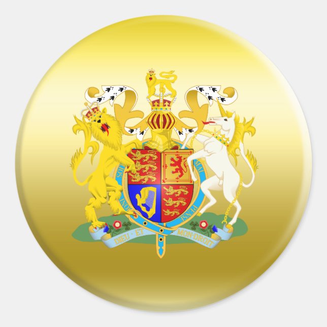 UK Coat of Arms Classic Round Sticker (Front)