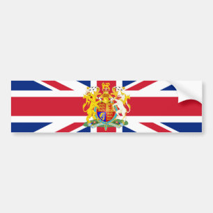 UK Coat of Arms & Flag Bumper Sticker